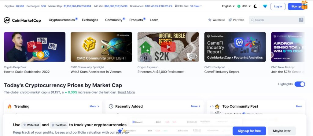 Coinmarketcap Website