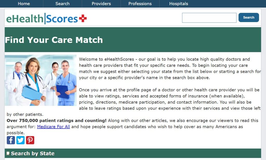 eHealthScores Websites